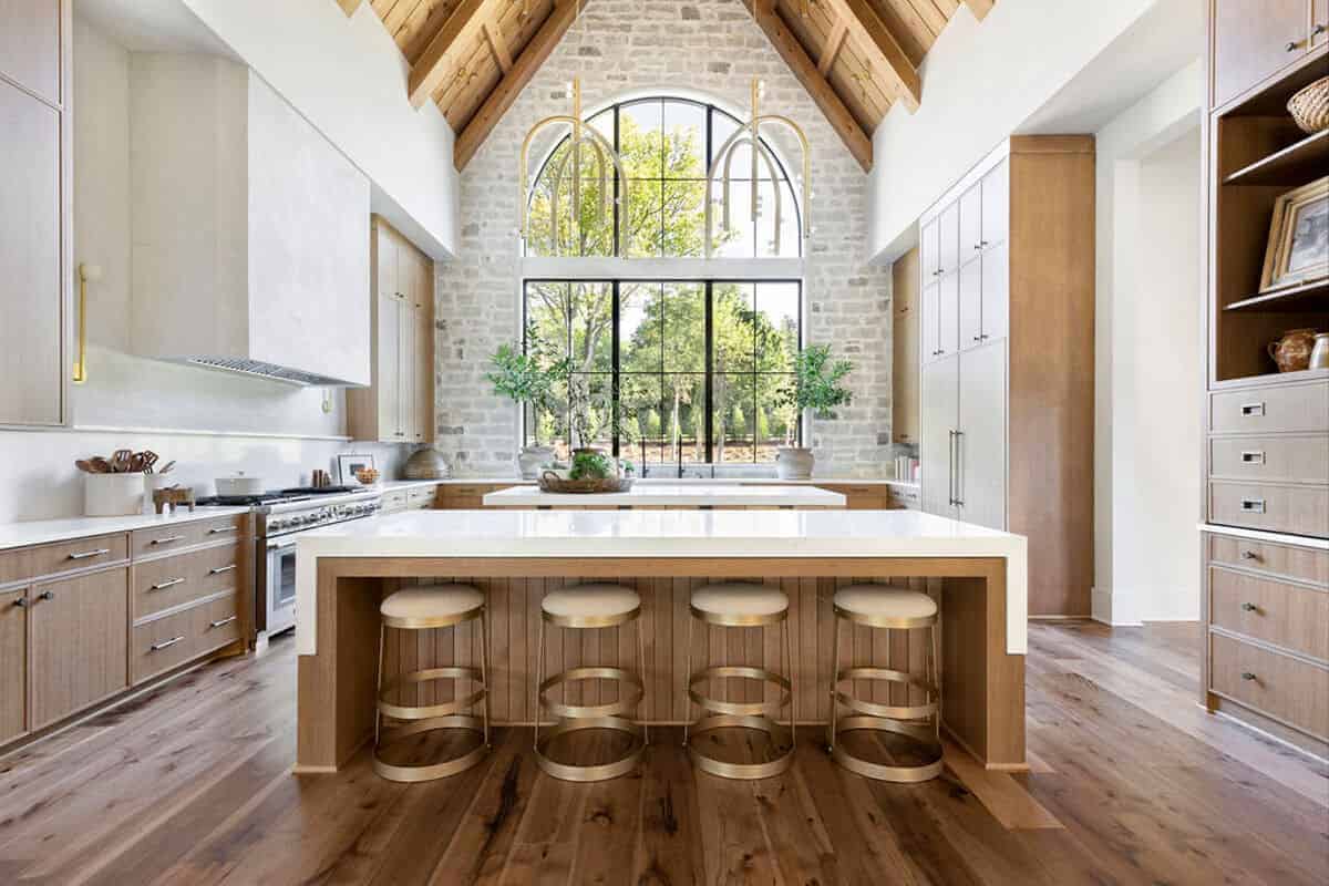 The large window in the kitchen lets in plenty of light.