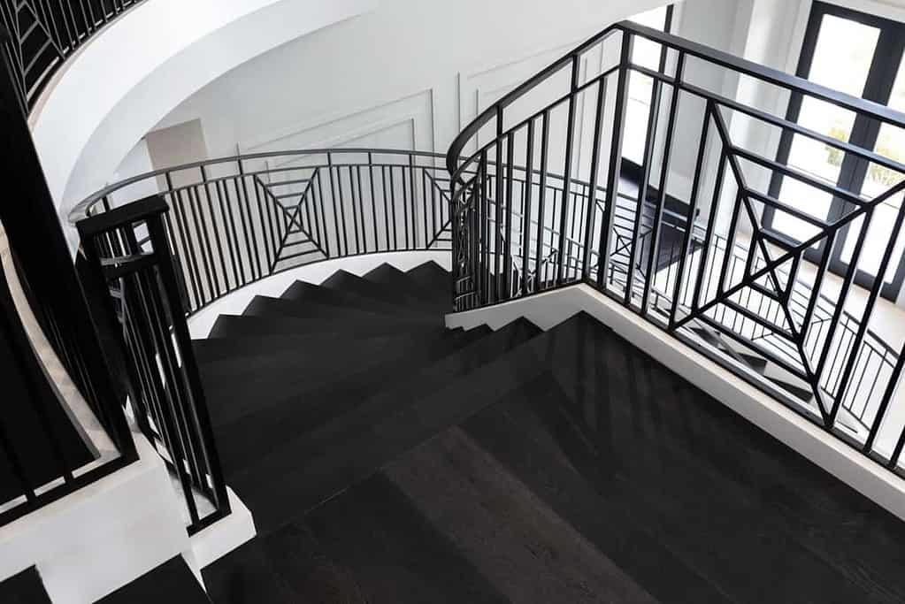 Dark Hardwood floors staircase