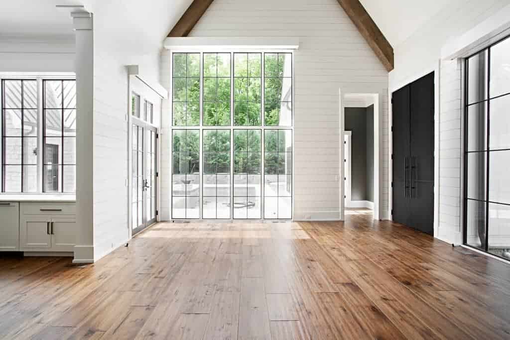 Extra wide 11" hand hewn Northern Appalachian hickory plank flooring by Textures Nashville
